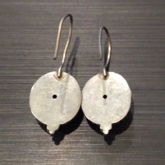 Genuine Semi Precious Stone LAPIS LAZULI Silver Antiqued Pierced Earrings - Picture 2 of 2